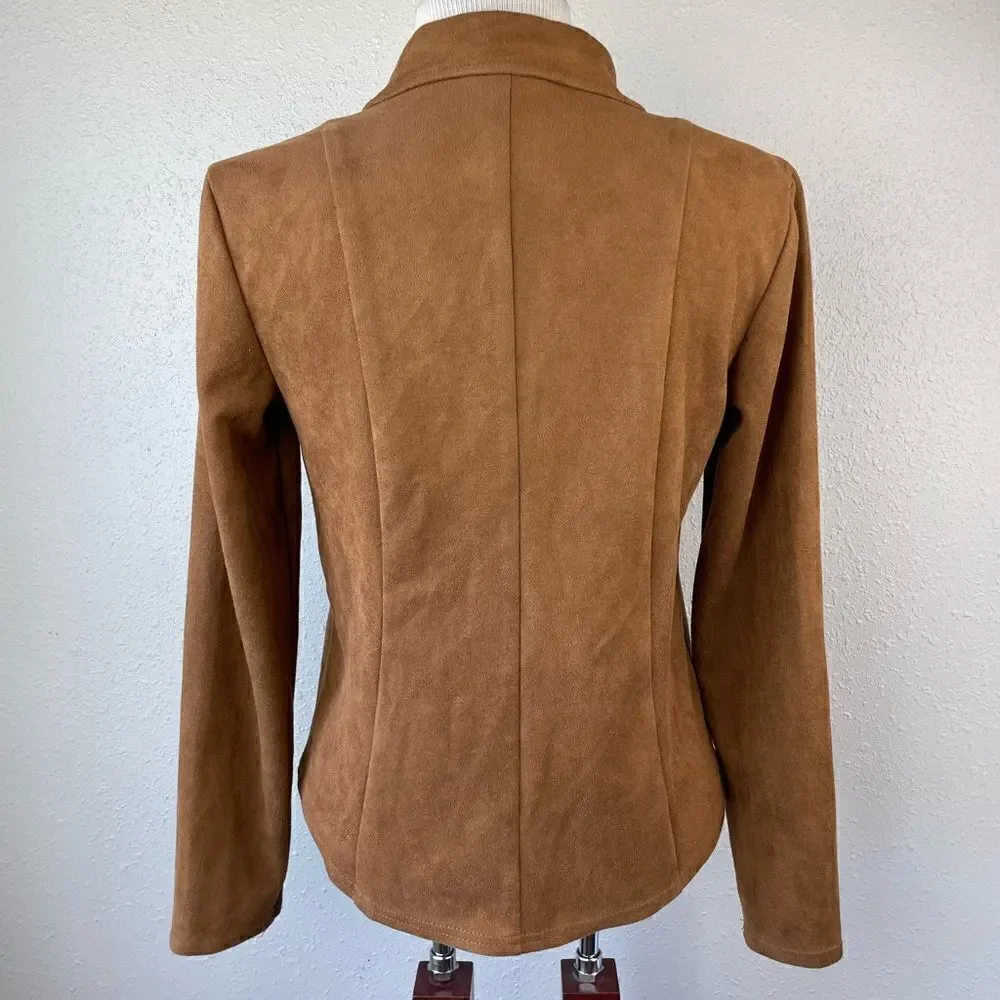 Style & Co Full Zip Brown Velour Style Jacket Size M EUC - Picture 6 of 9